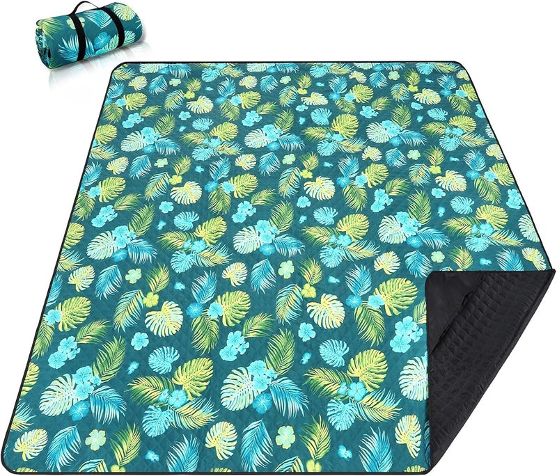 PY SUPER MODE Picnic Blankets Extra Large, Waterproof Foldable Outdoor Beach Blanket Oversized 83x79” Sandproof, 3-Layer Picnic Mat for Camping, Hiking, Travel, Park, Concerts(Yellow Flowers) - Image 1